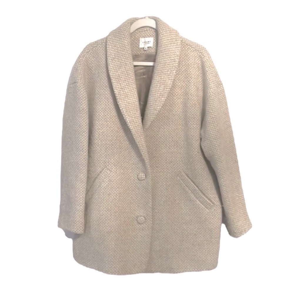 SEZANE Bowie bow coat wool herringbone size 44 = US 12 Large
